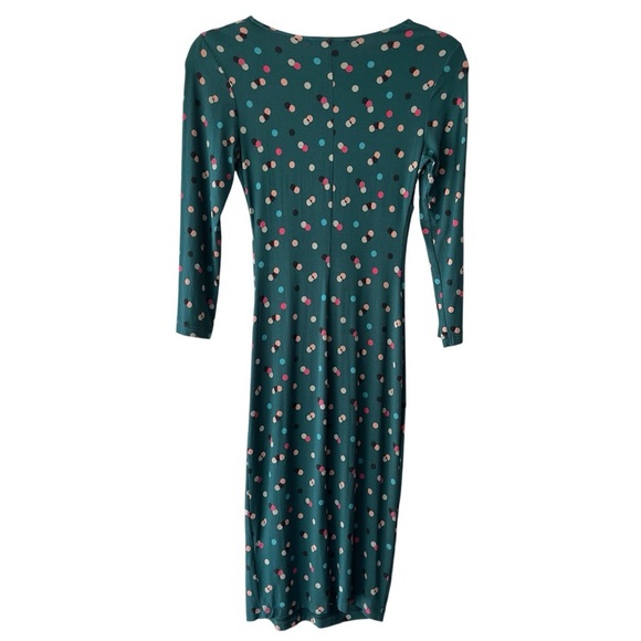BODEN | NWOT ROSALIE TWIST FRONT JERSEY DRESS POLKA DOT DARK GREEN | 2 PETITE - Picture 7 of 10